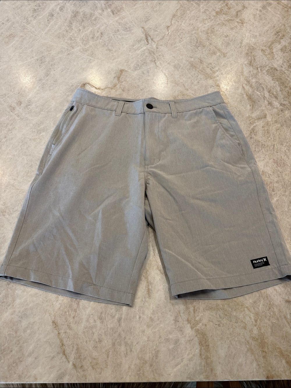 Hurley Men's Light Gray Flat Front Stretch Shorts Size 32